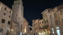 Town square at night
