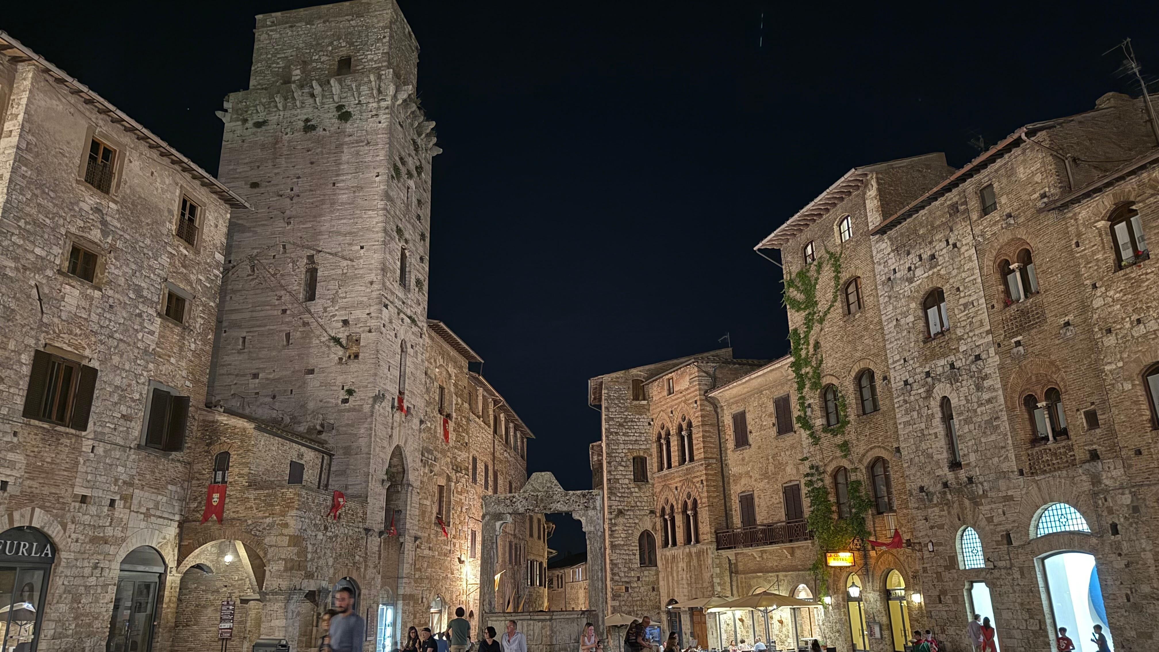 Town square at night