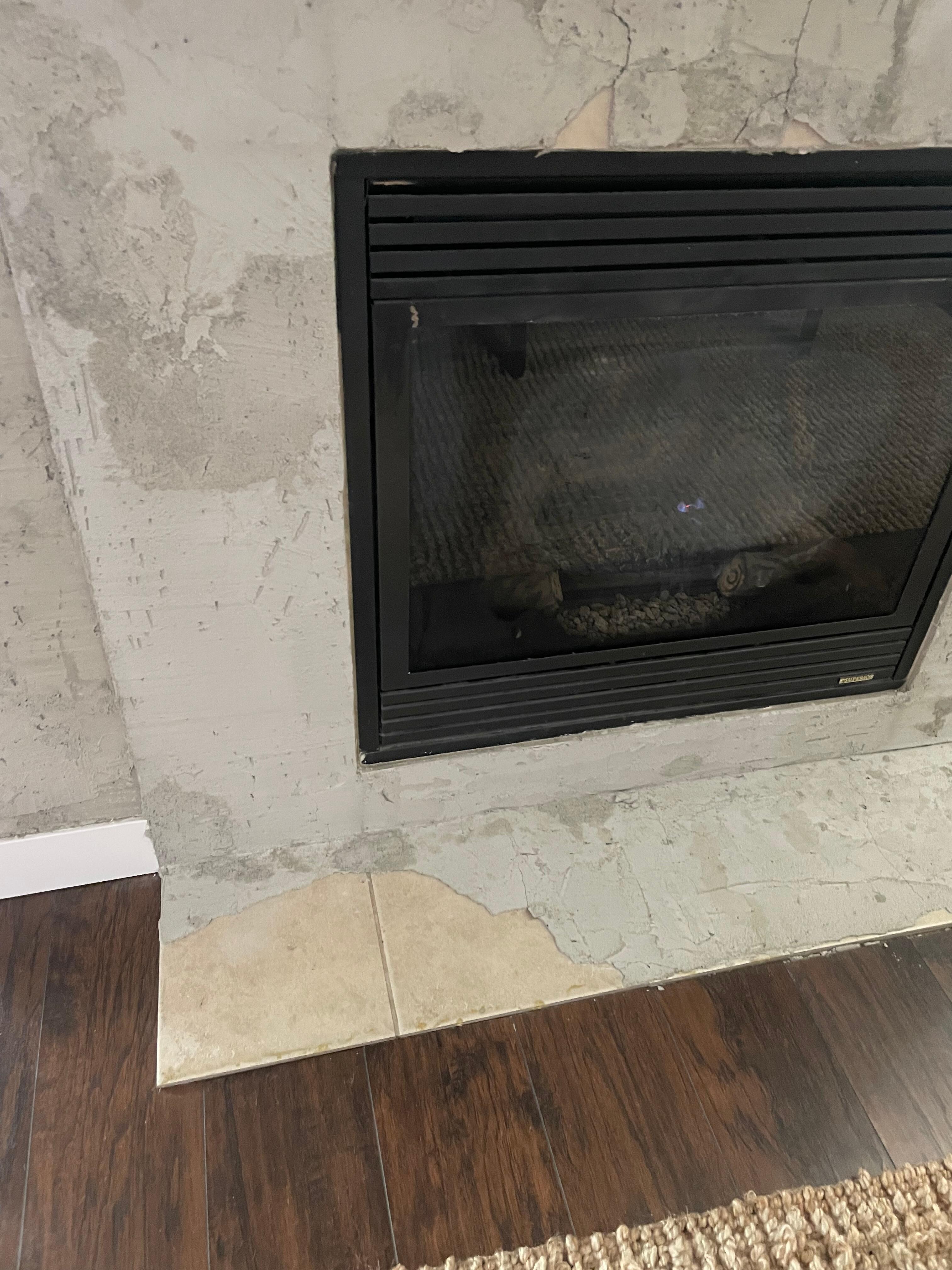 Chunks of the fireplace coming off