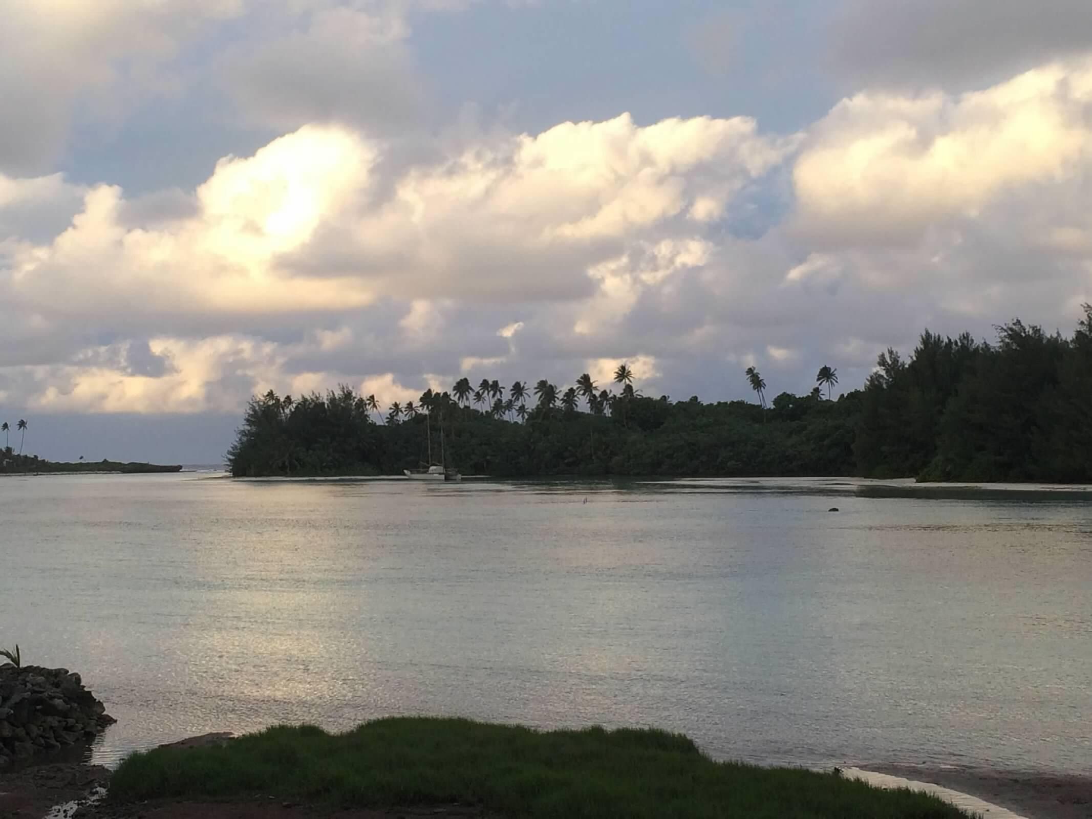 View of the motu across the lagoon