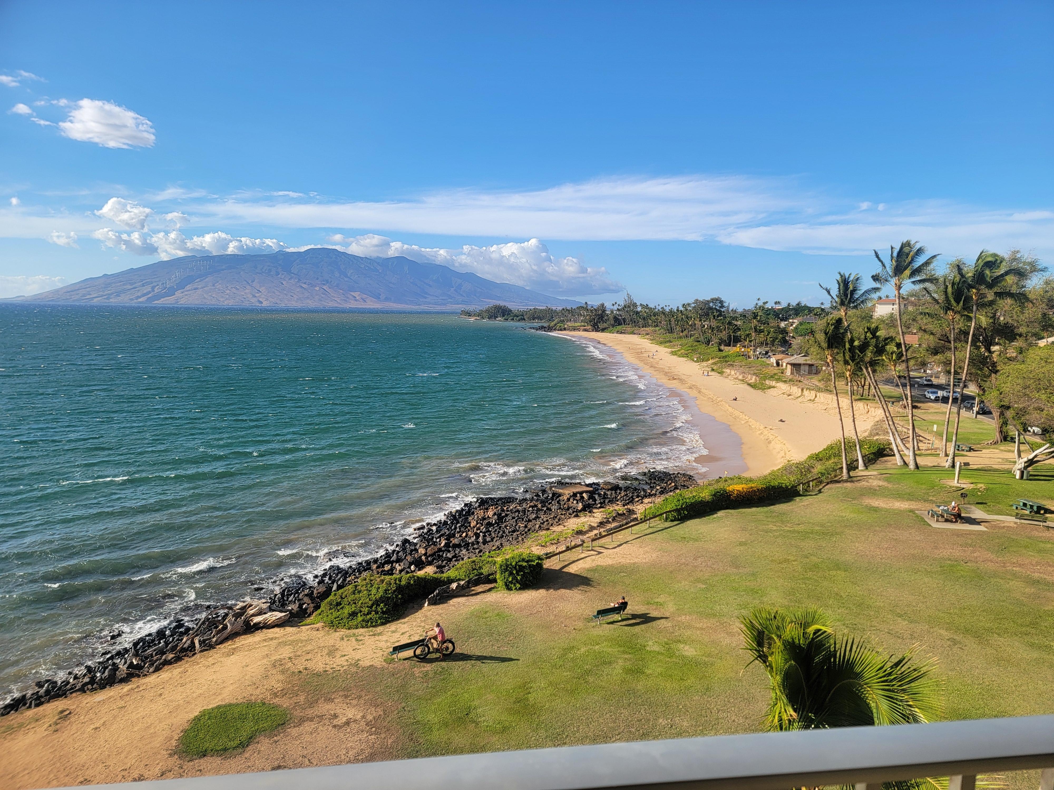 View of the beach from the balcony 