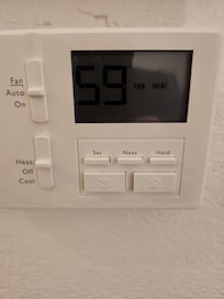 House did not have any heat for approximately 24 hours. Indoor temperature dropped to 59 degrees!