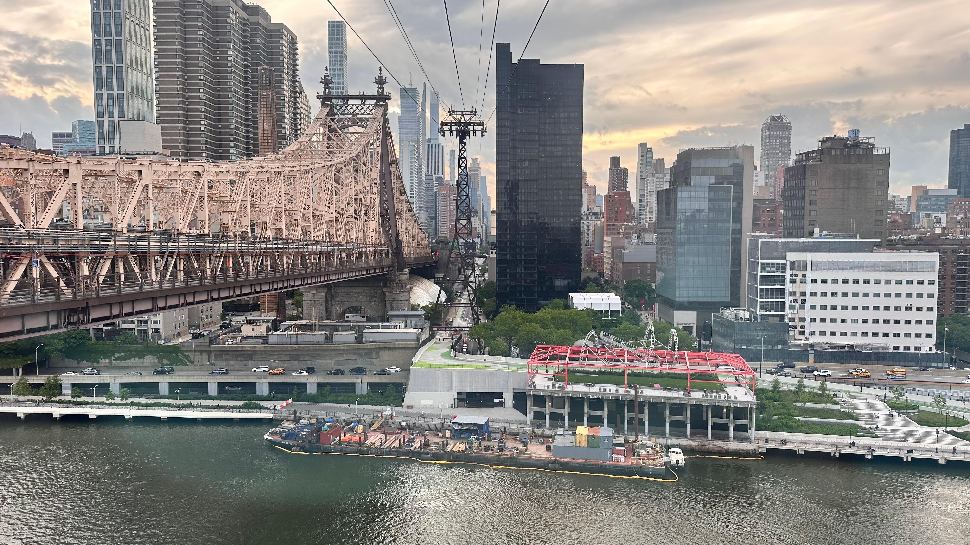 View from tram to city