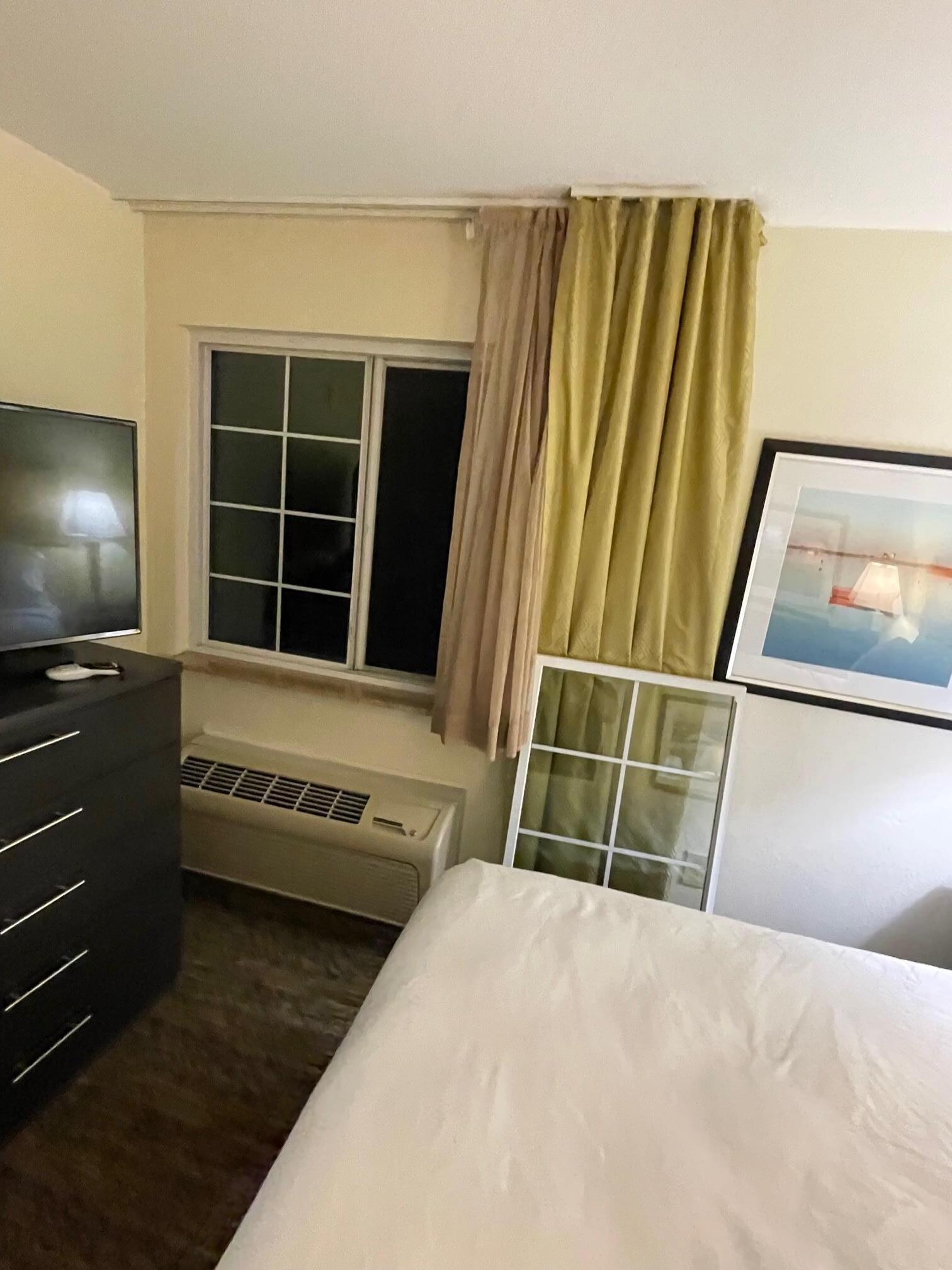 Windows out of the wall in the separate room.