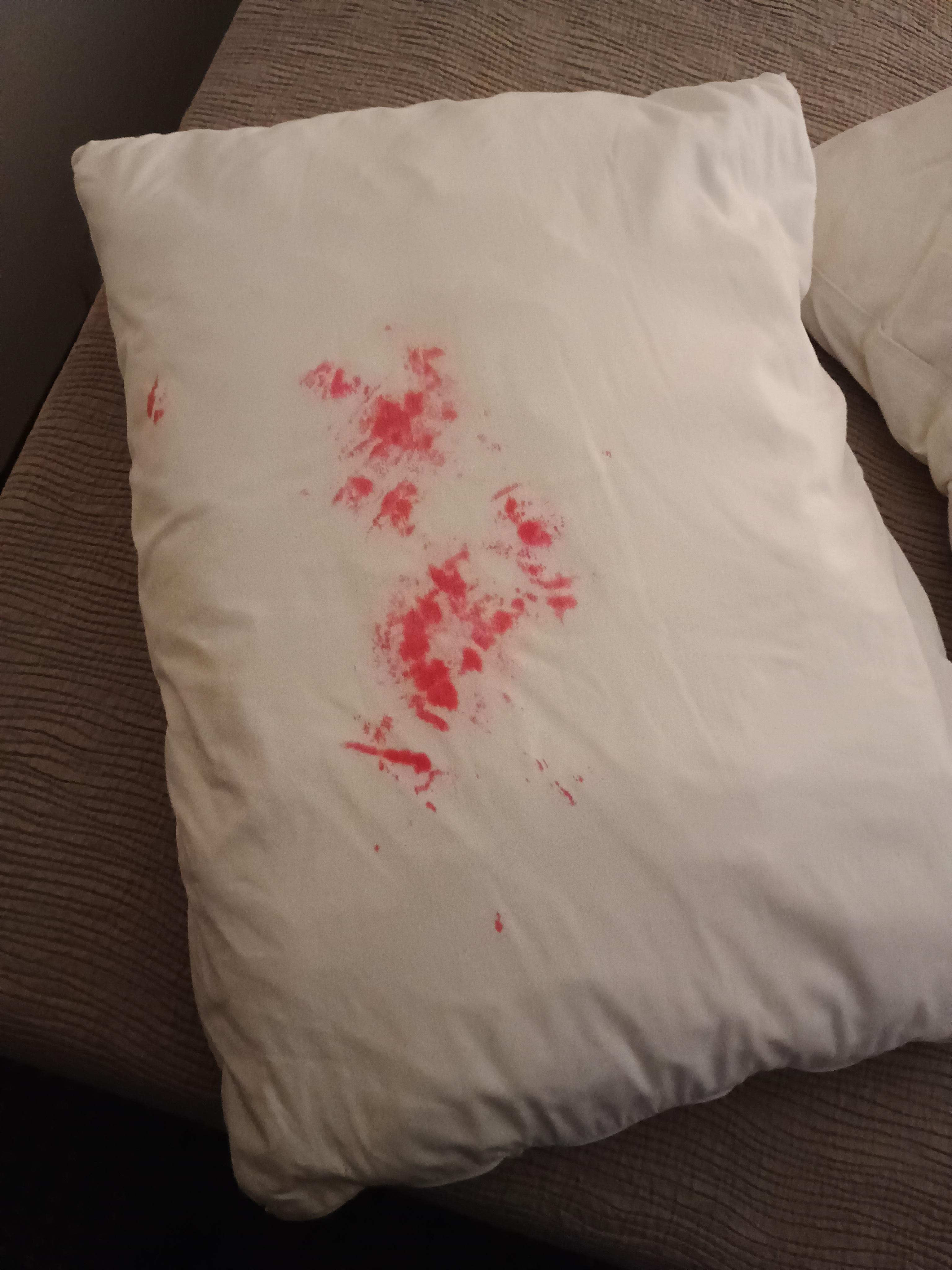 Stained pillow