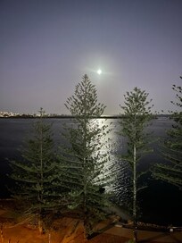 Solnedgång, utsikt från balkongen