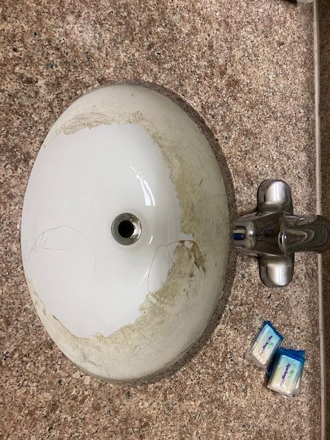 sink was filthy and cracked 