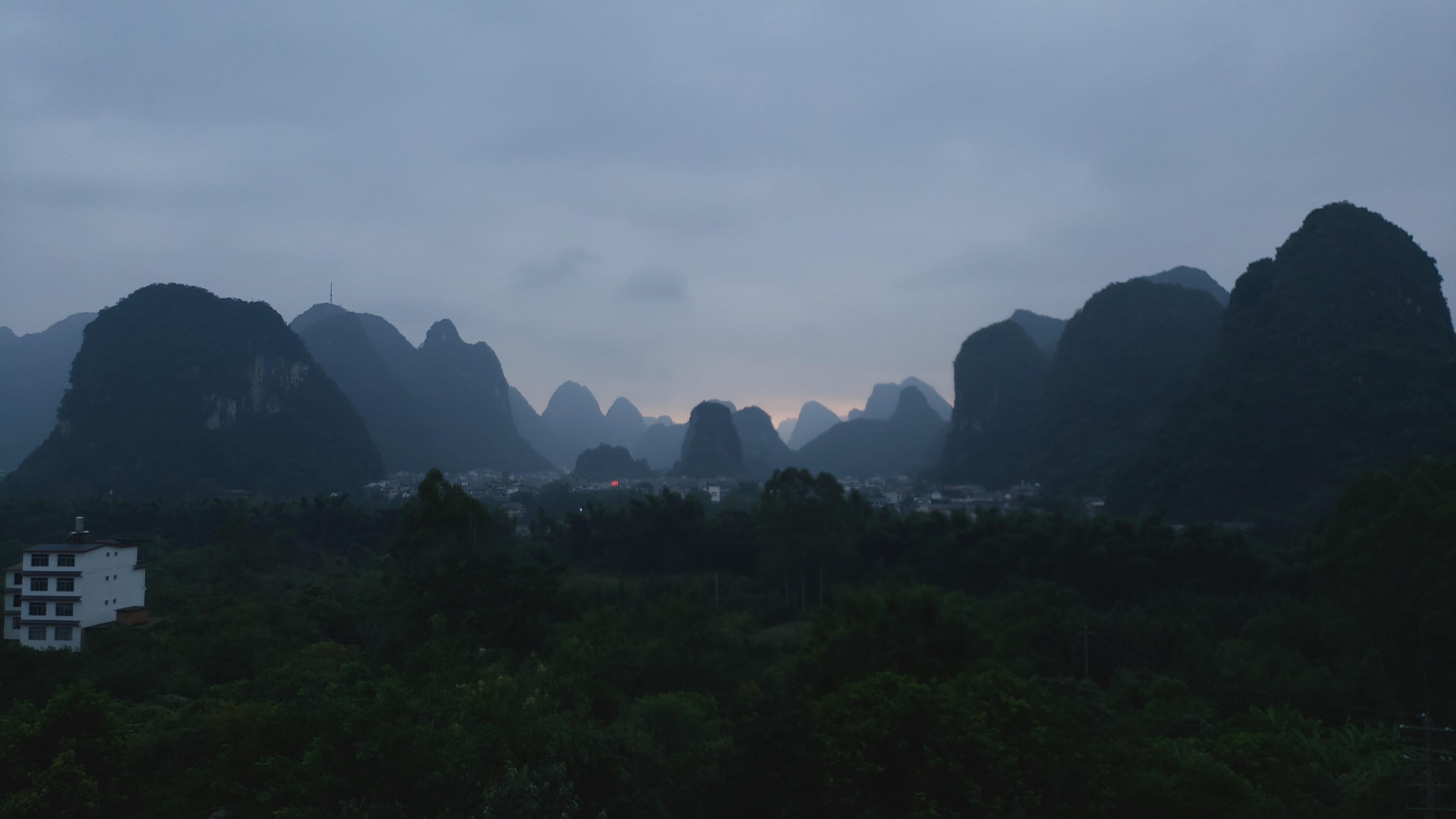 View from the room after sunset. 