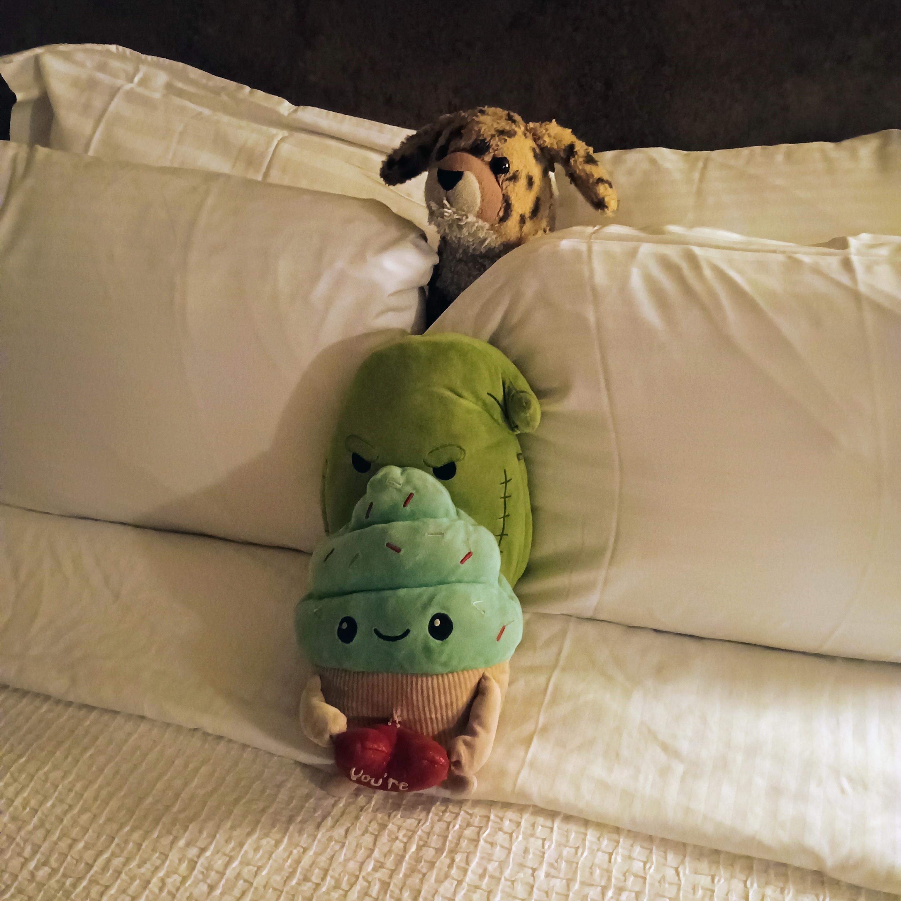 The housekeeper made our son's stuffed animals feel right at home.