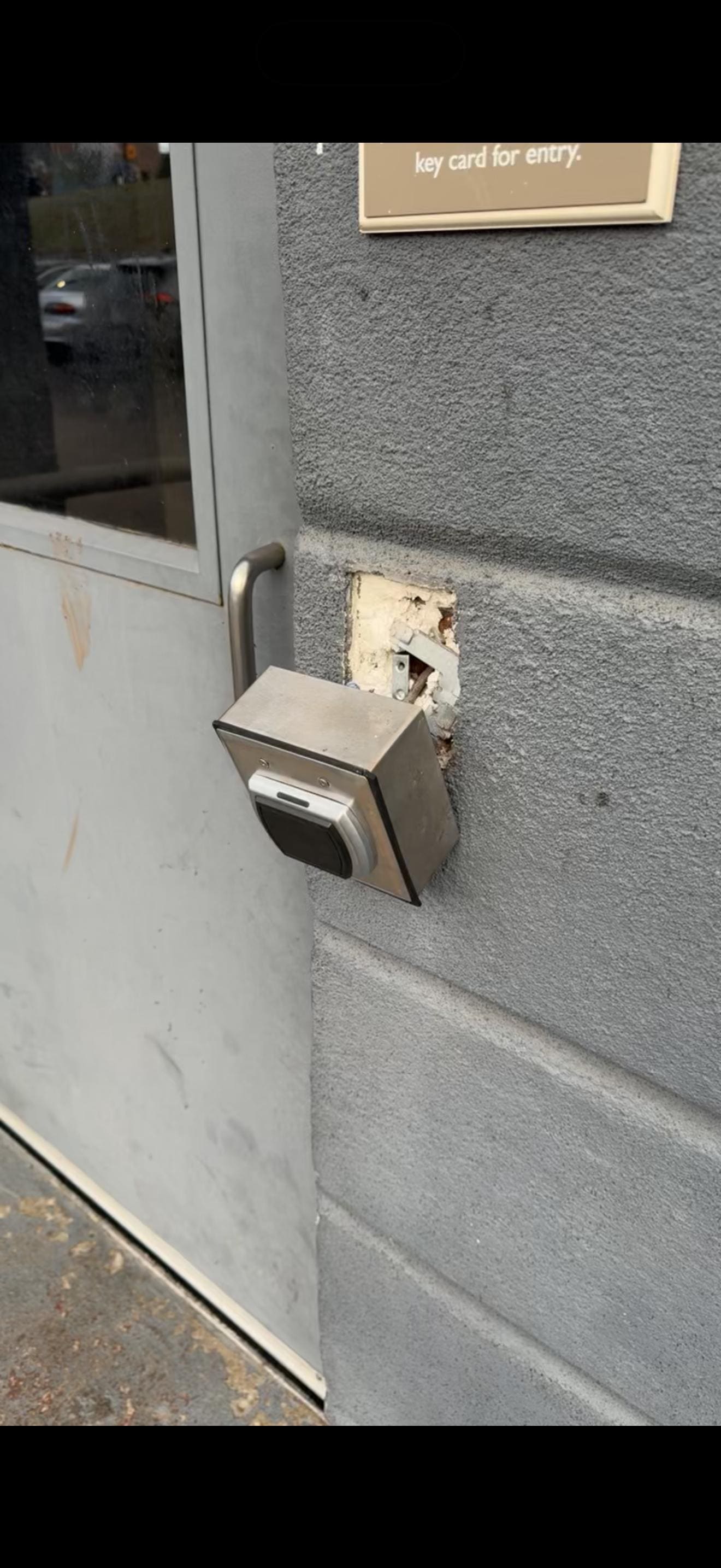 Broken card scanner outside. 