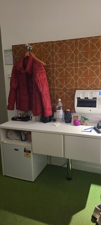 coat hanger over the coffee station