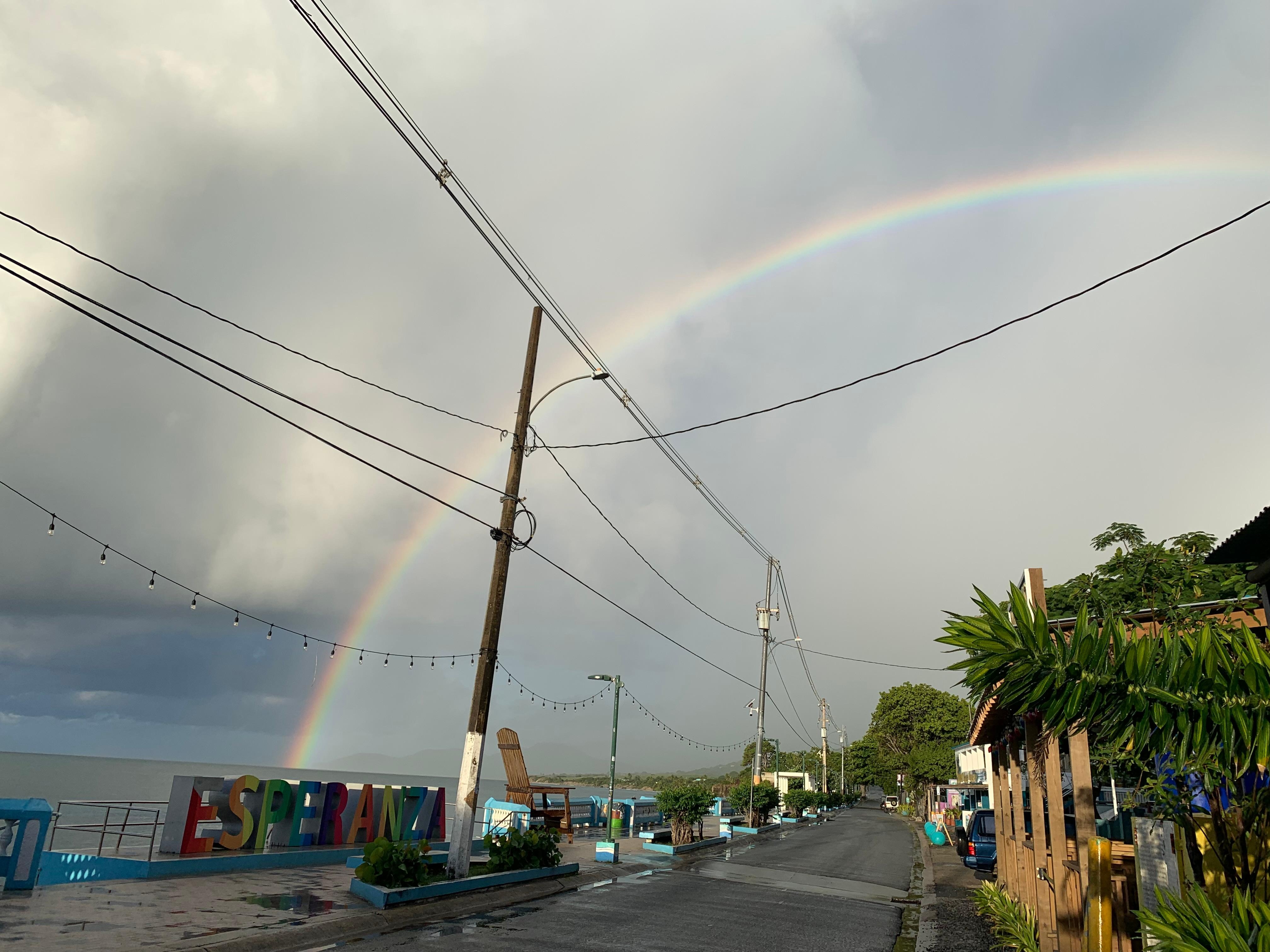 Rainbow right out front both mornings