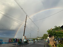 Rainbow right out front both mornings