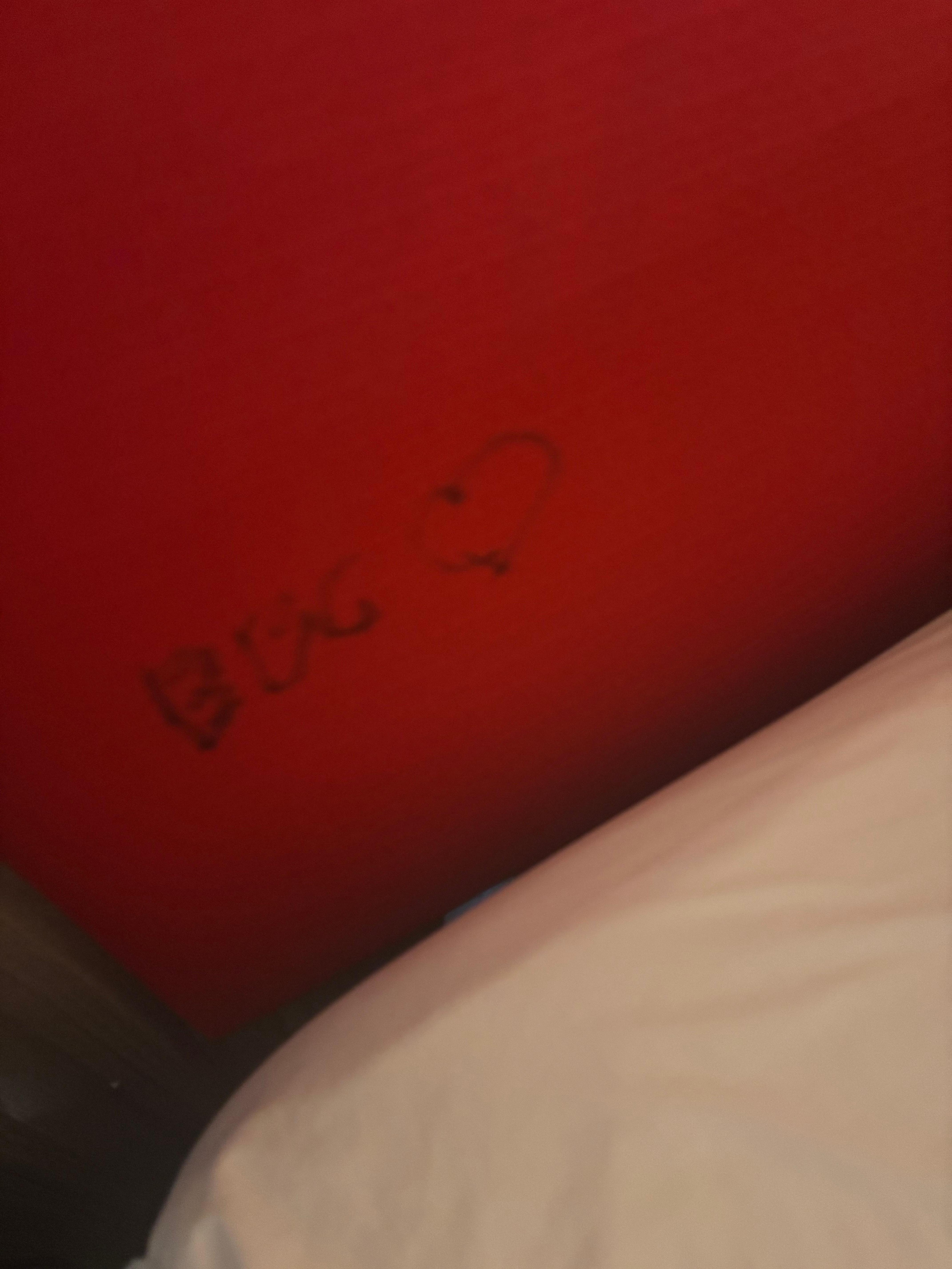 Writing on the headboard 