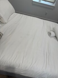 Stained bedding. The majority of furniture and beds were stained. Didnât give us the confidence of a clean stay.