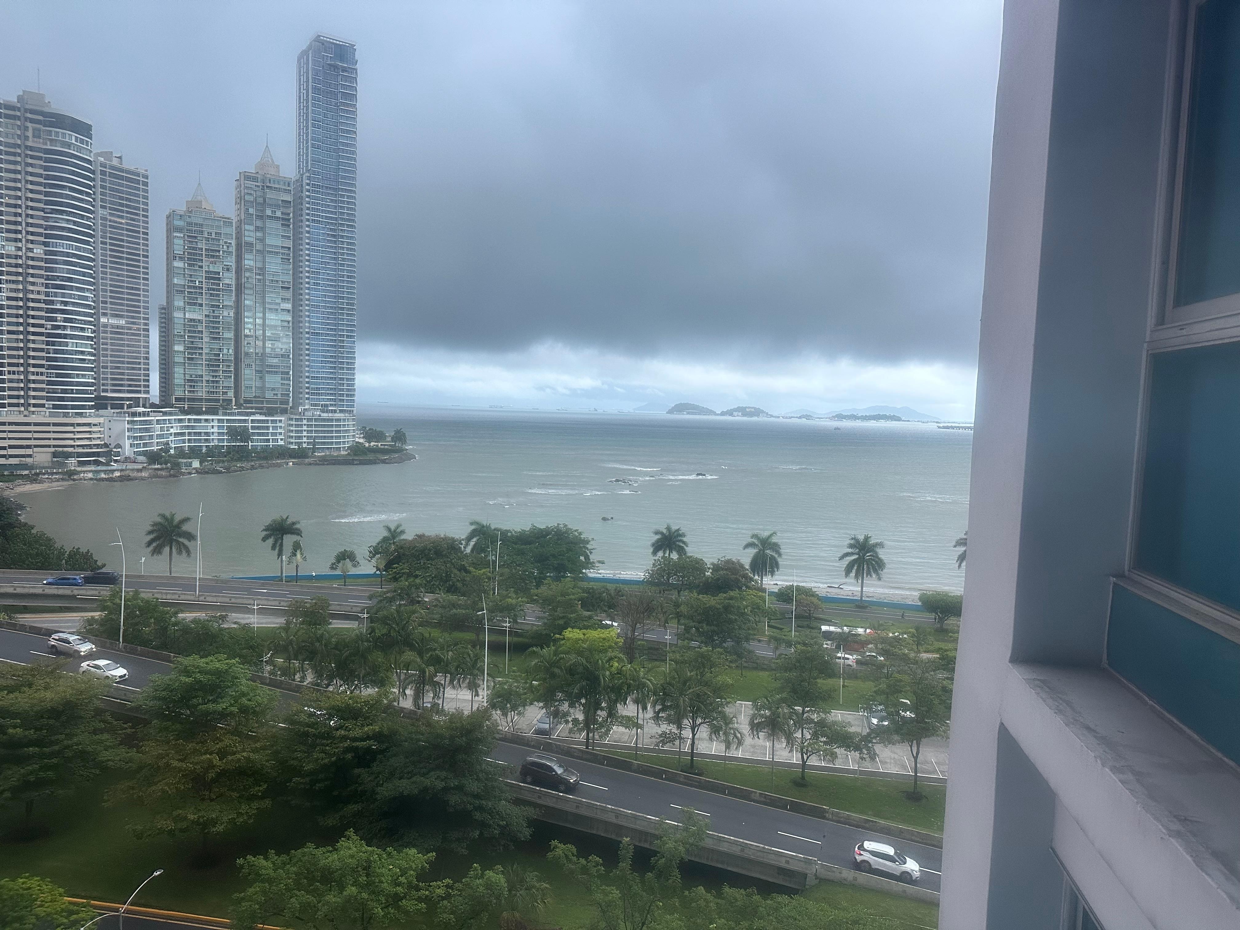 View from the 9th floor with rain moving in that morning