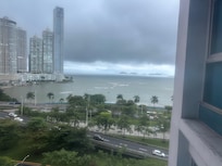 View from the 9th floor with rain moving in that morning