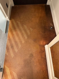 Dirty carpet with multiple stains.