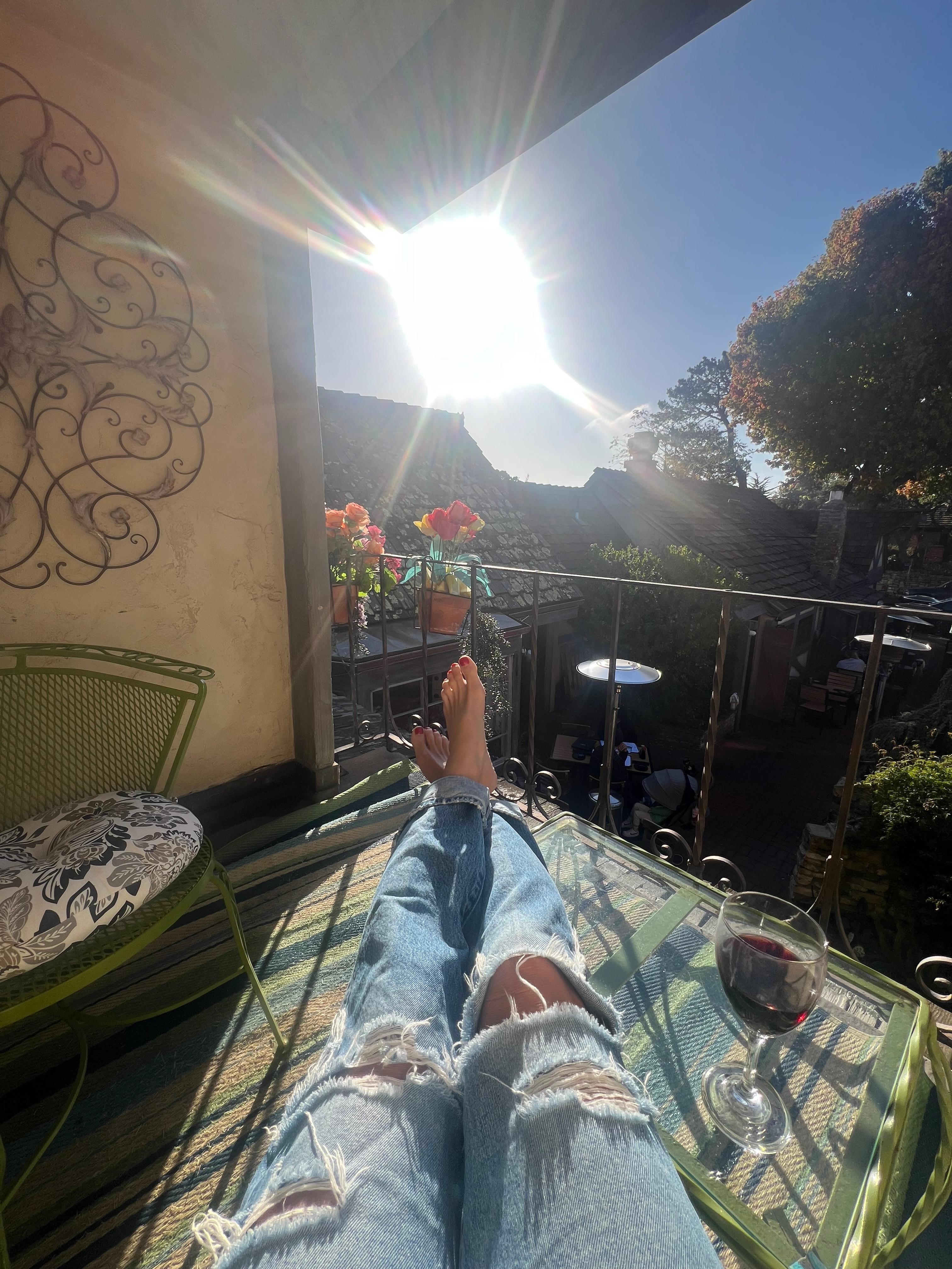 Sitting on the balcony 