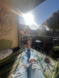 Sitting on the balcony