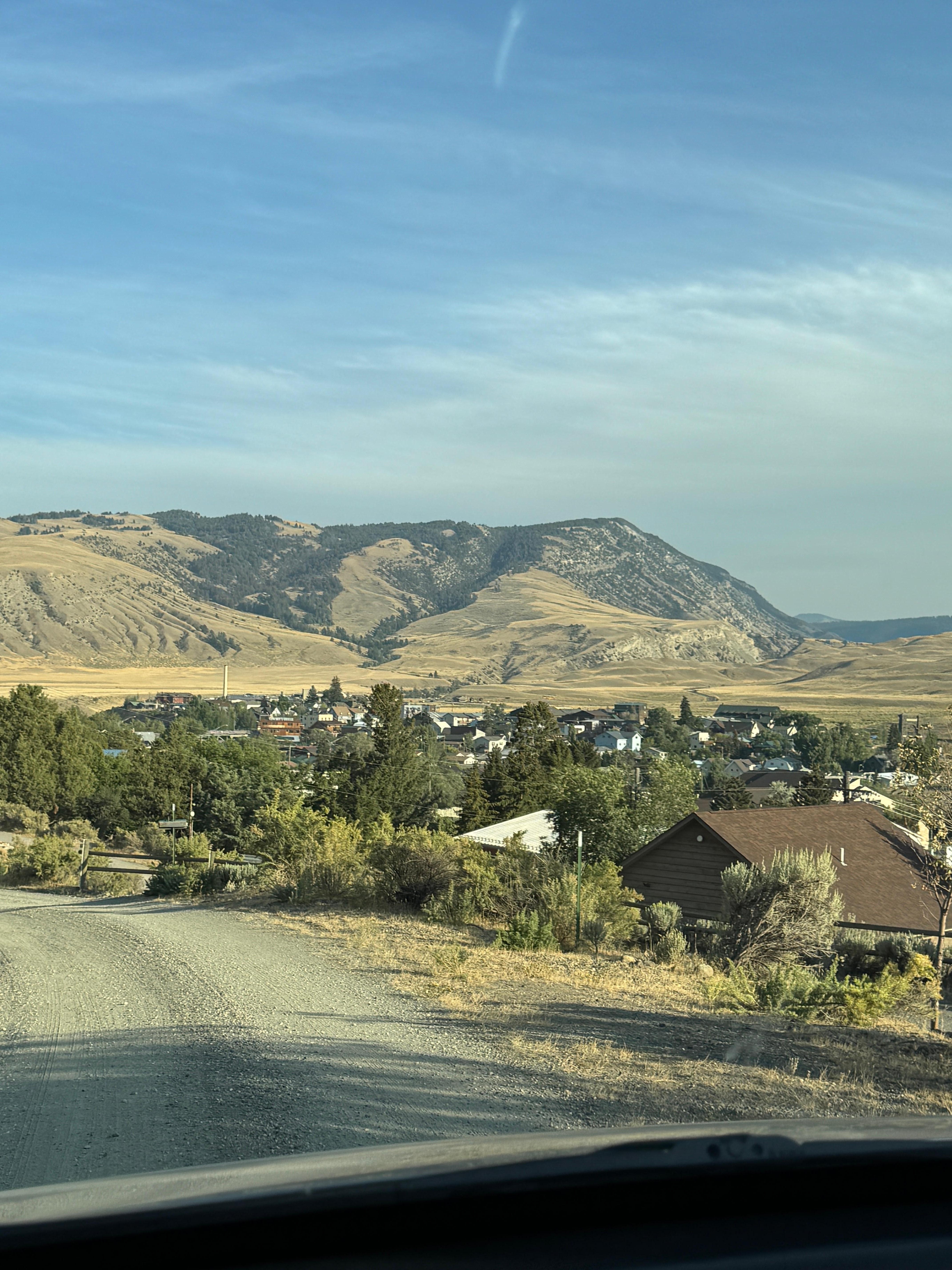 View looking down drive towards the park