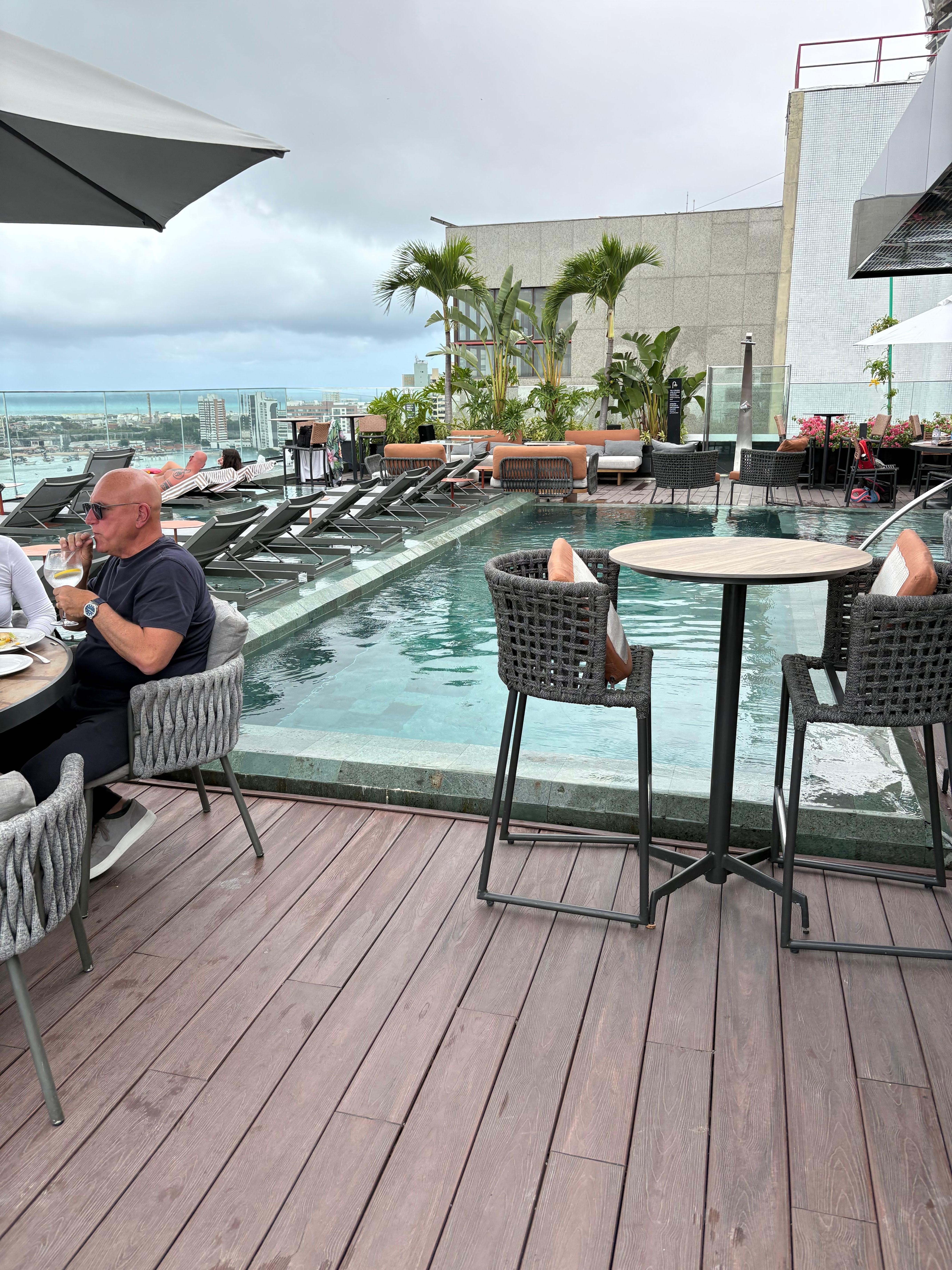 View from roof top bar with small pool