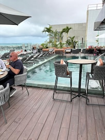 View from roof top bar with small pool