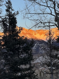 Views from balcony and living room.
