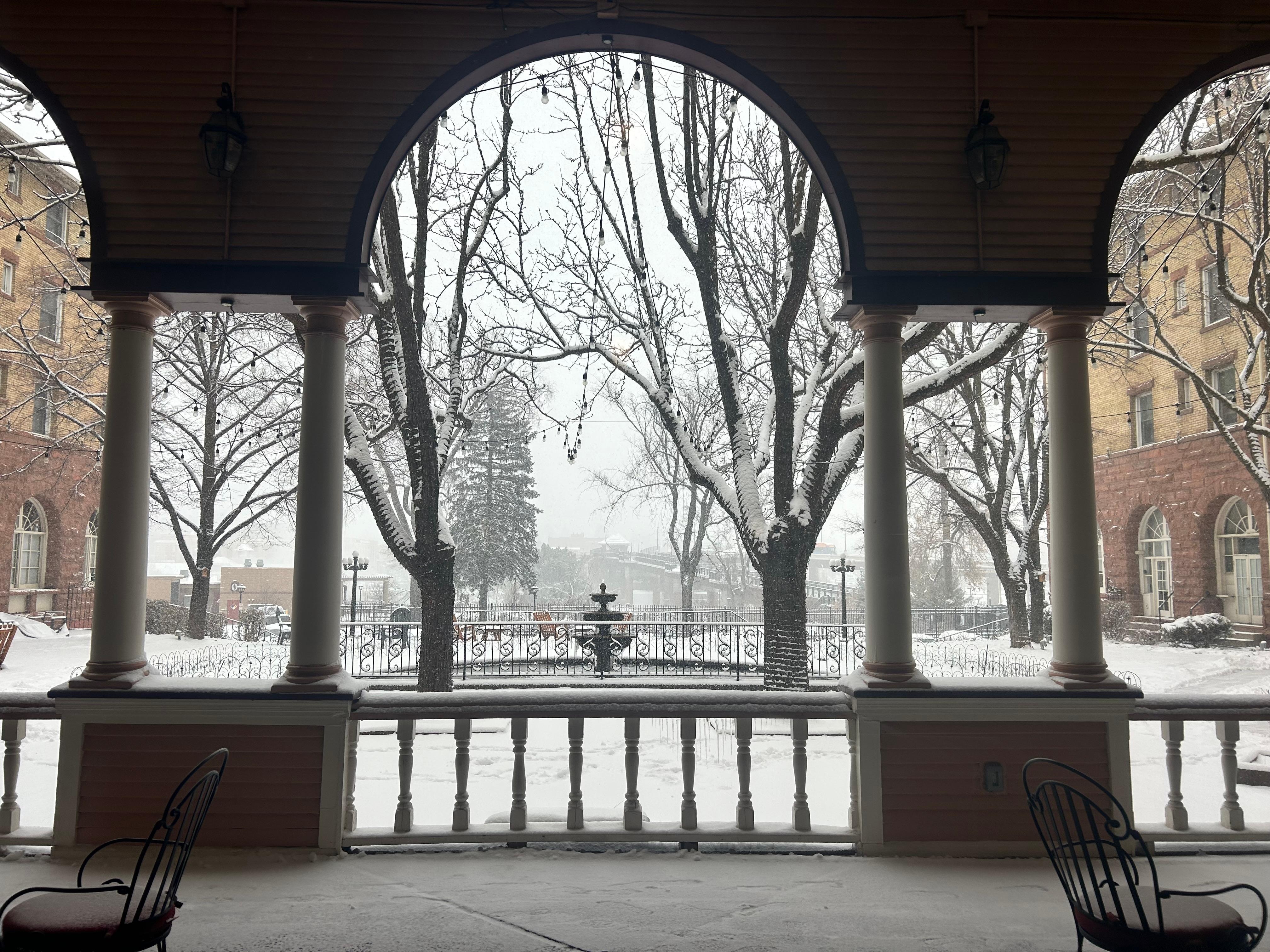 View from inside the lobby looking out