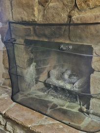 Dusty, grimy fireplace