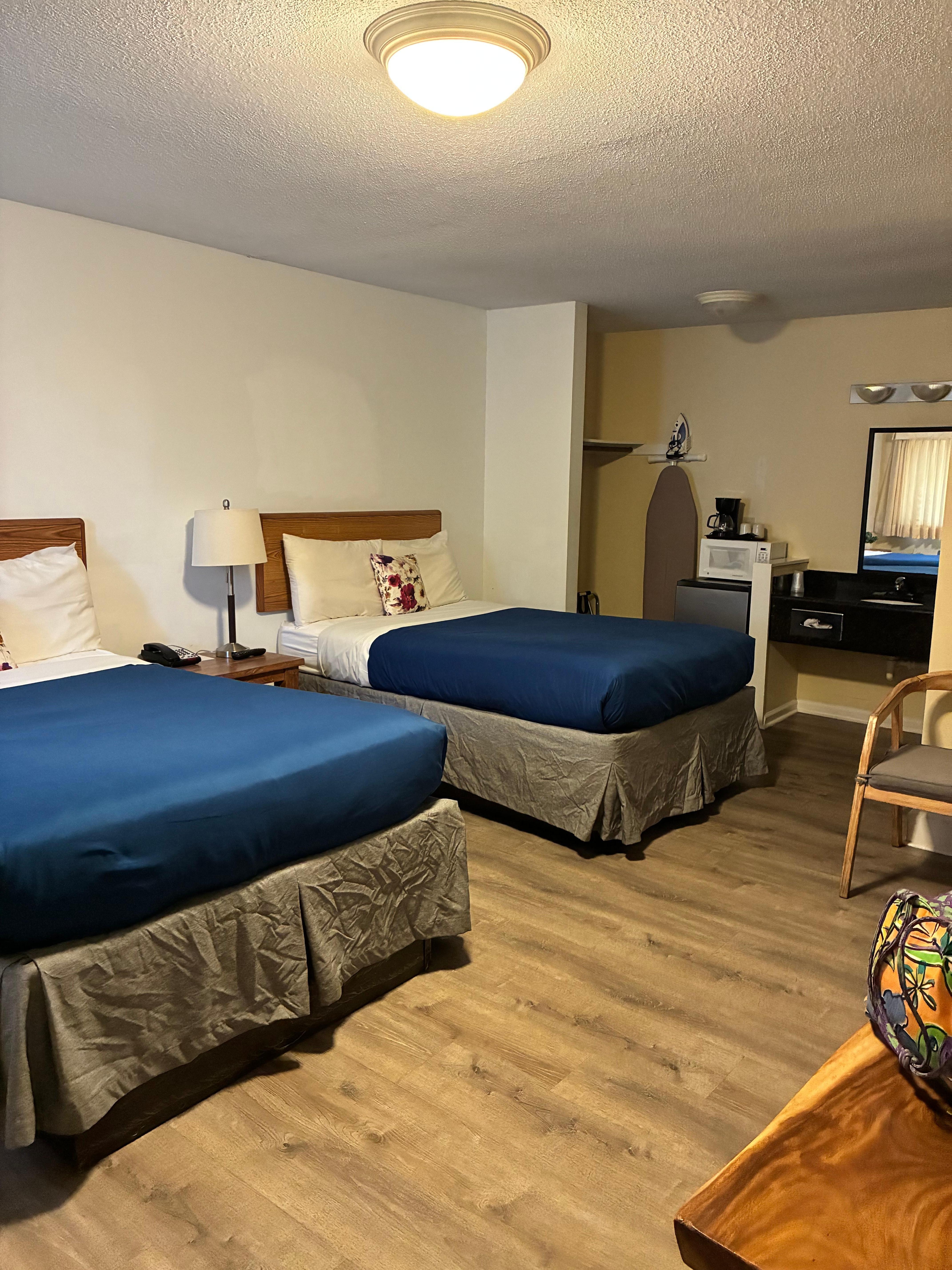 Spacious with vinyl flooring. Felt cleaner overall. 