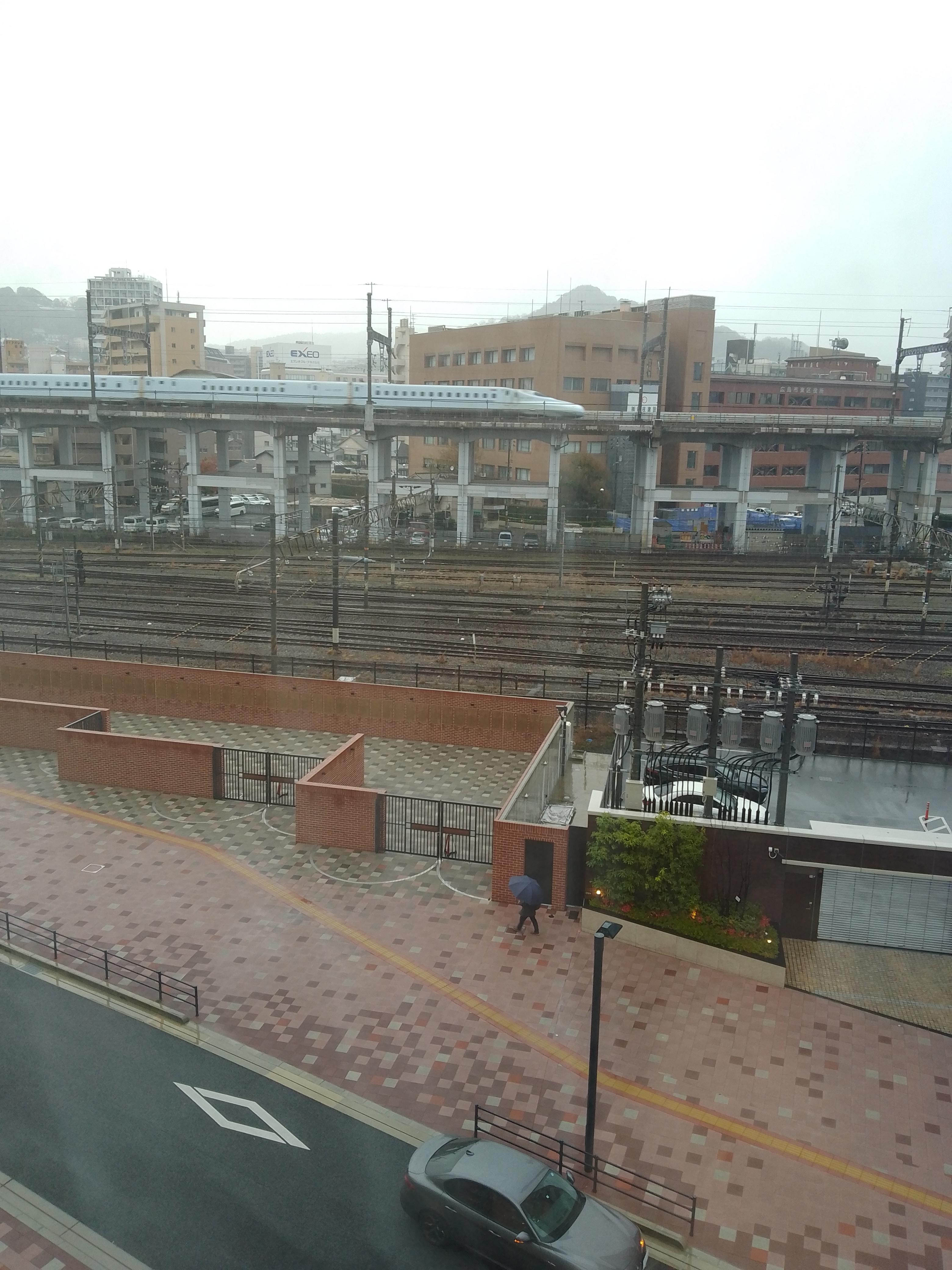 We enjoyed watching the bullet train in front of our window.