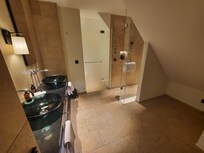 The bathroom area (with heated floors)