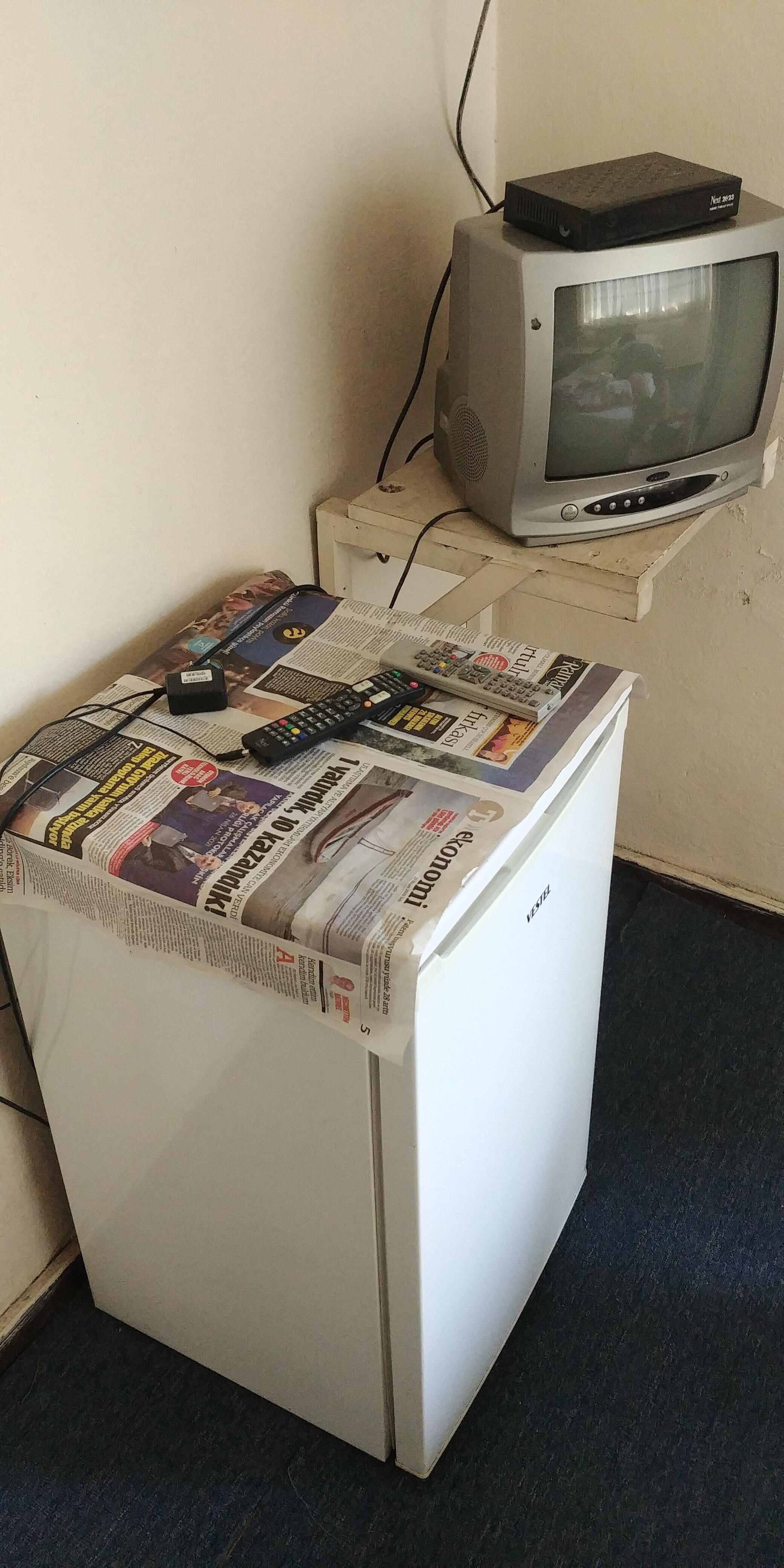 the fridge and the TV