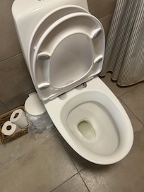 Hvis man kigger godt efter er der gammel afførringsrester i toilettet !!!