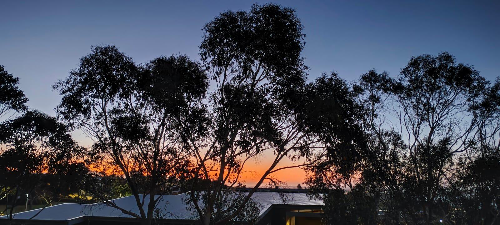 Sunset at Sliverwater Resort view form the balcony 