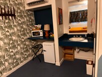 Fridge, microwave and sink