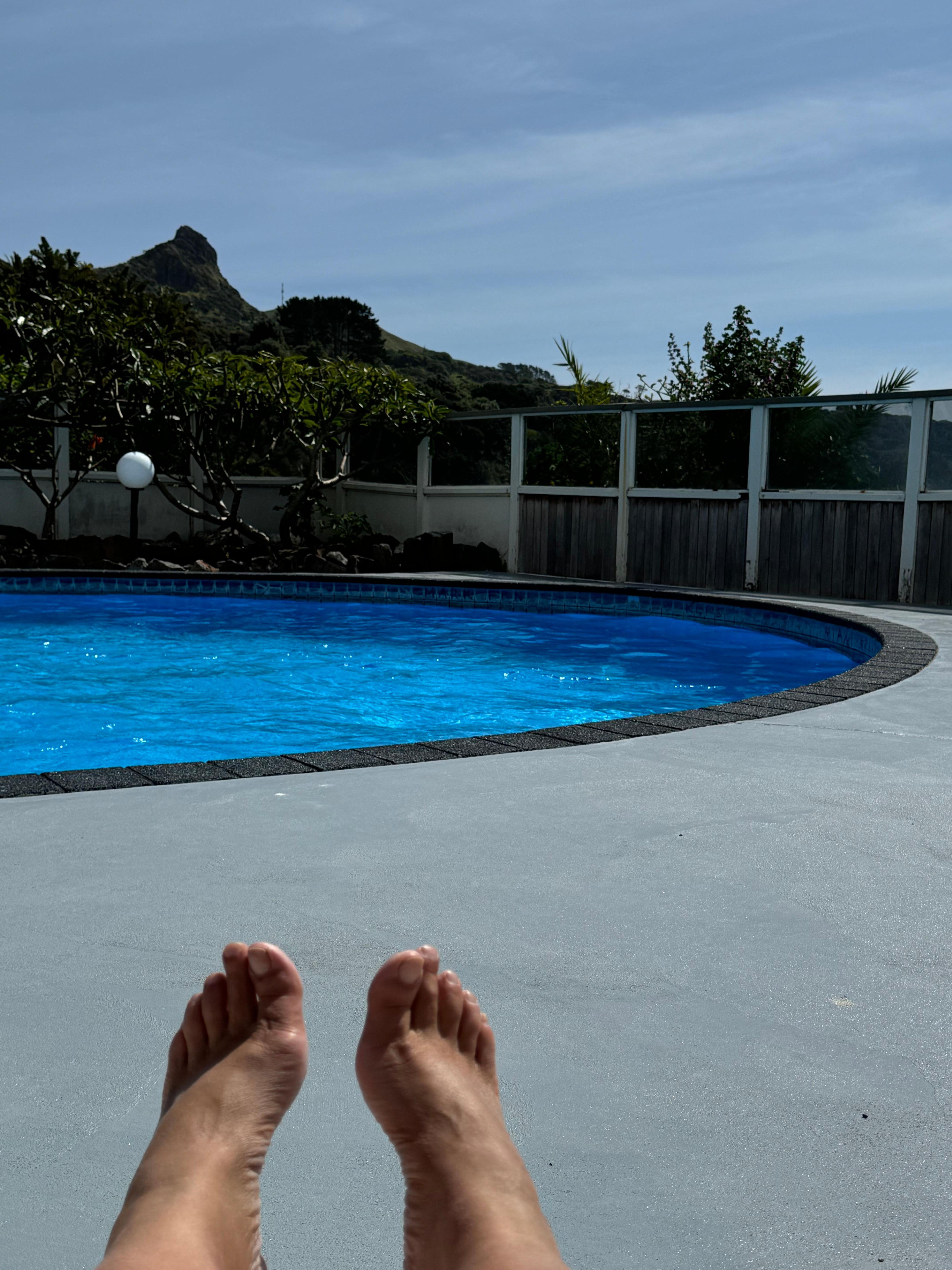 Relaxing by the pool.