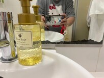 The mirror inside the bathroom. Notice its bottom part.