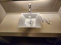 Hygiene issue. No place to put toothbrush.