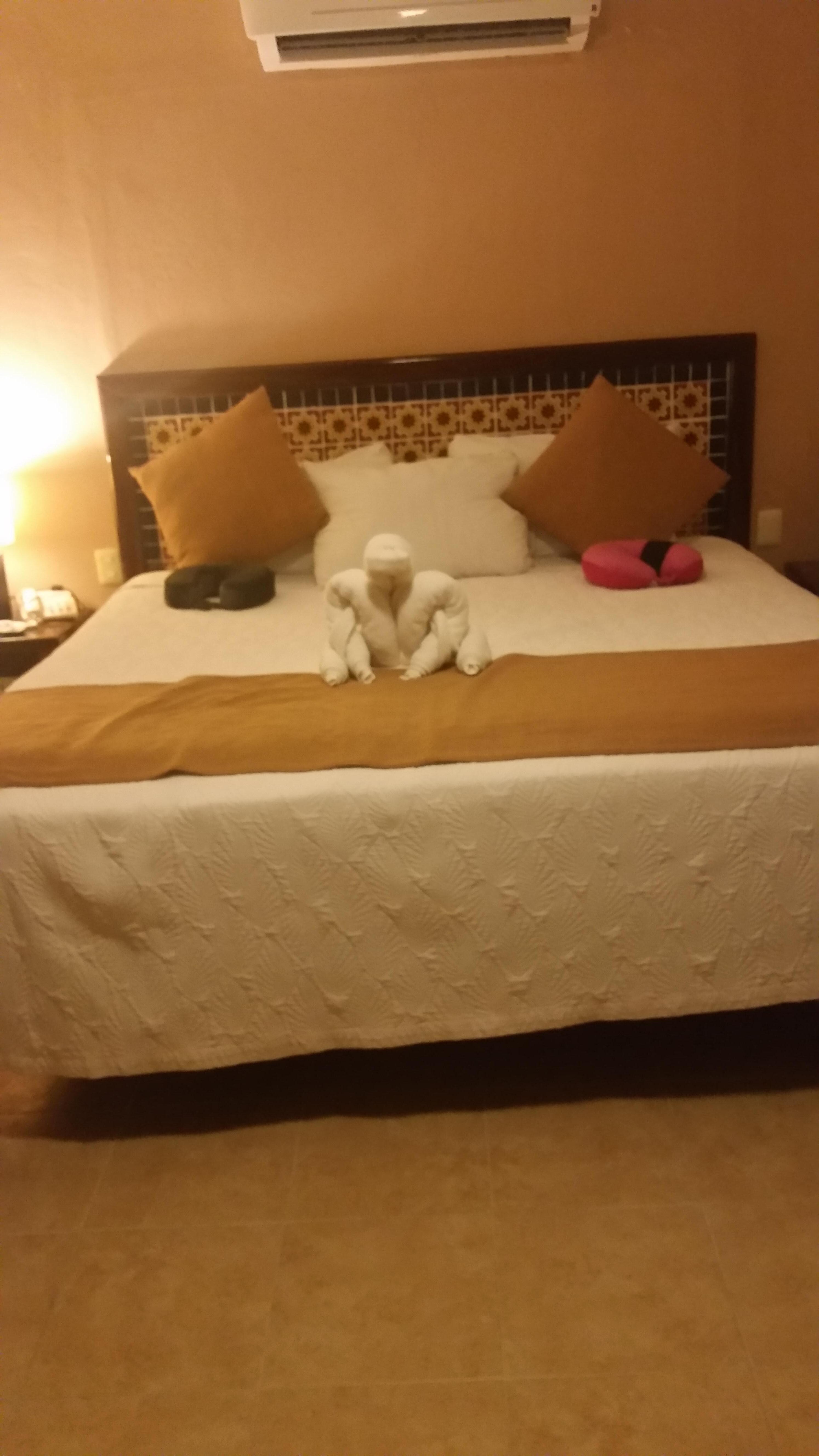 Cute towel animal on the bed