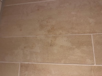 Duschwand mit Flecken