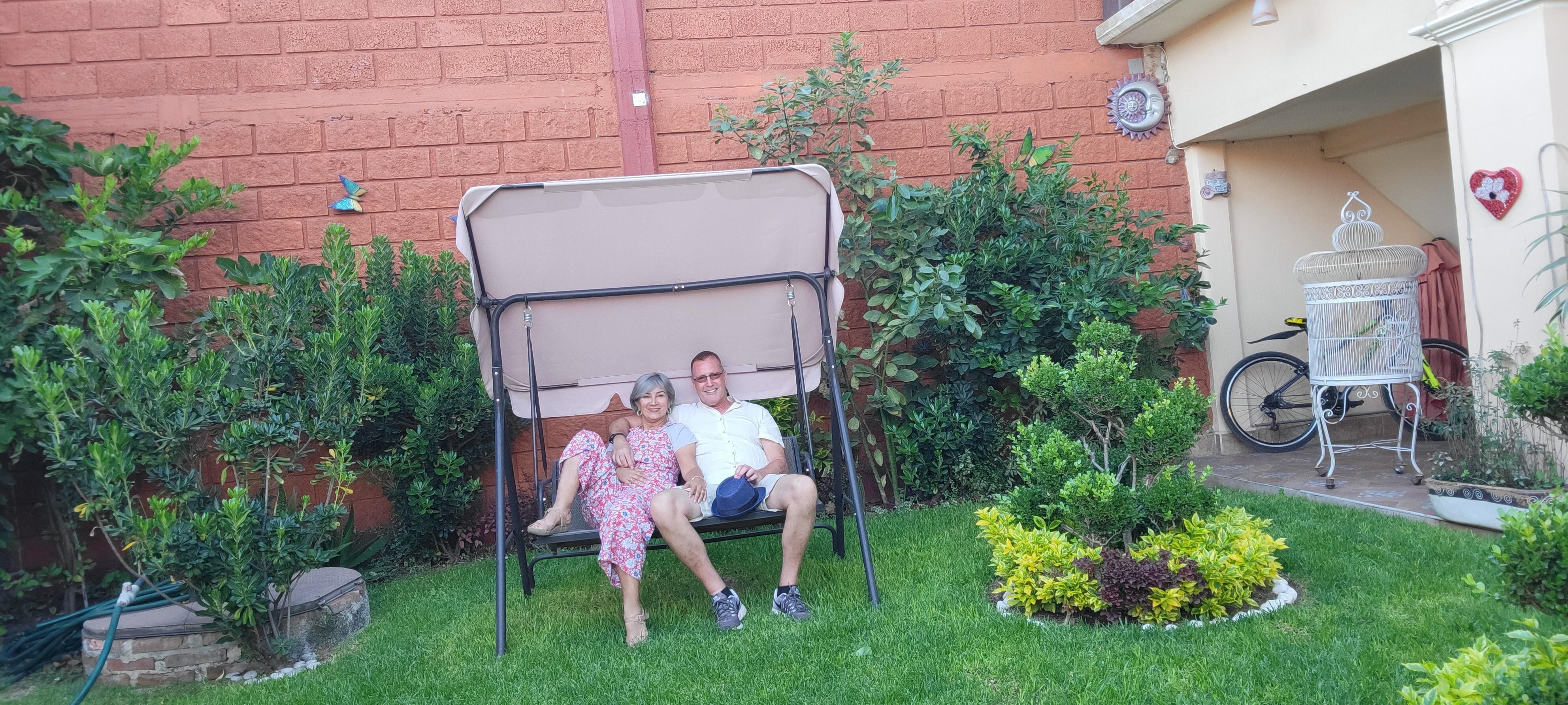 El jardin super lindo.
