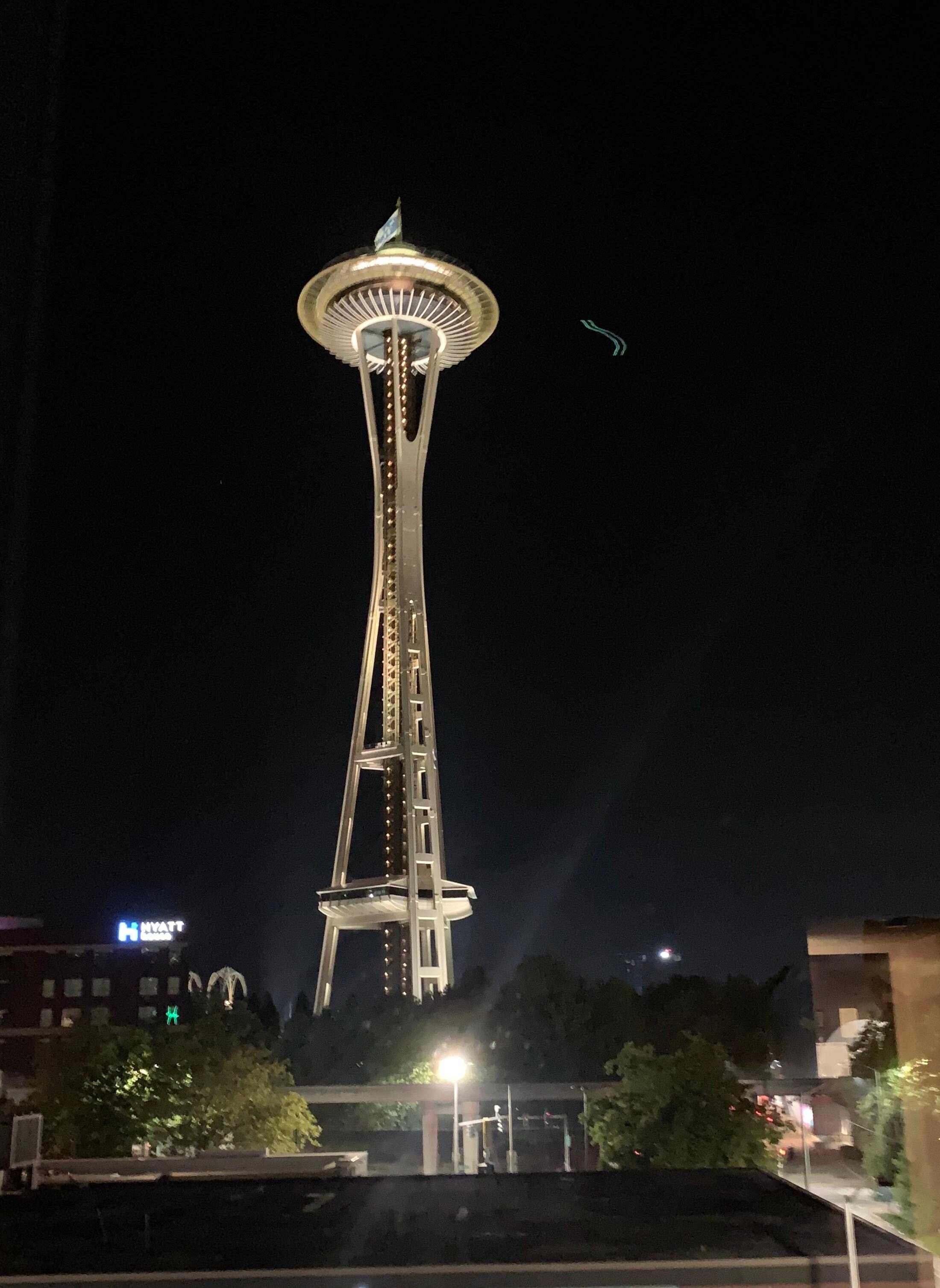 View from room at night.