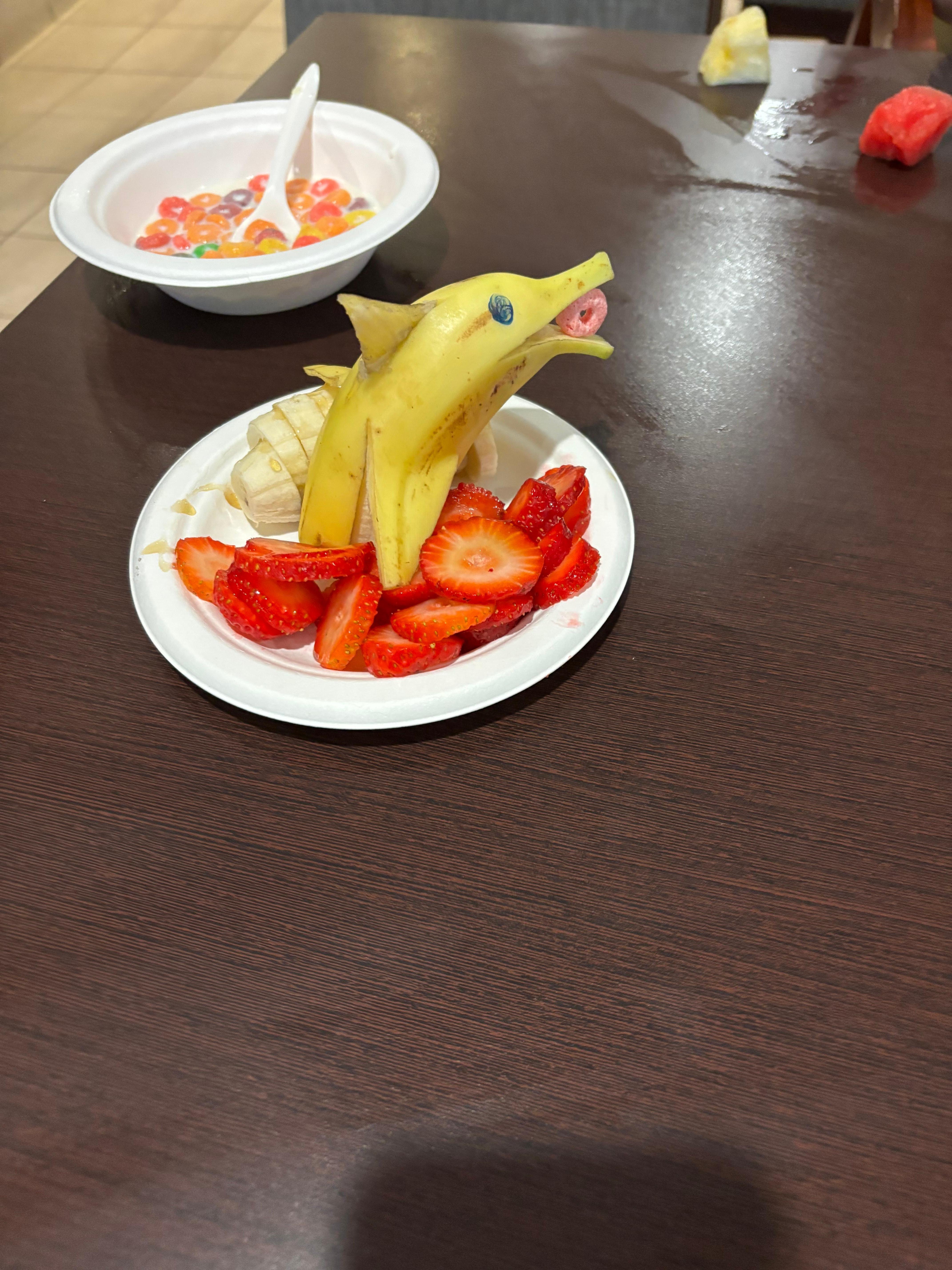 Fruit animal made by staff for a little girl
