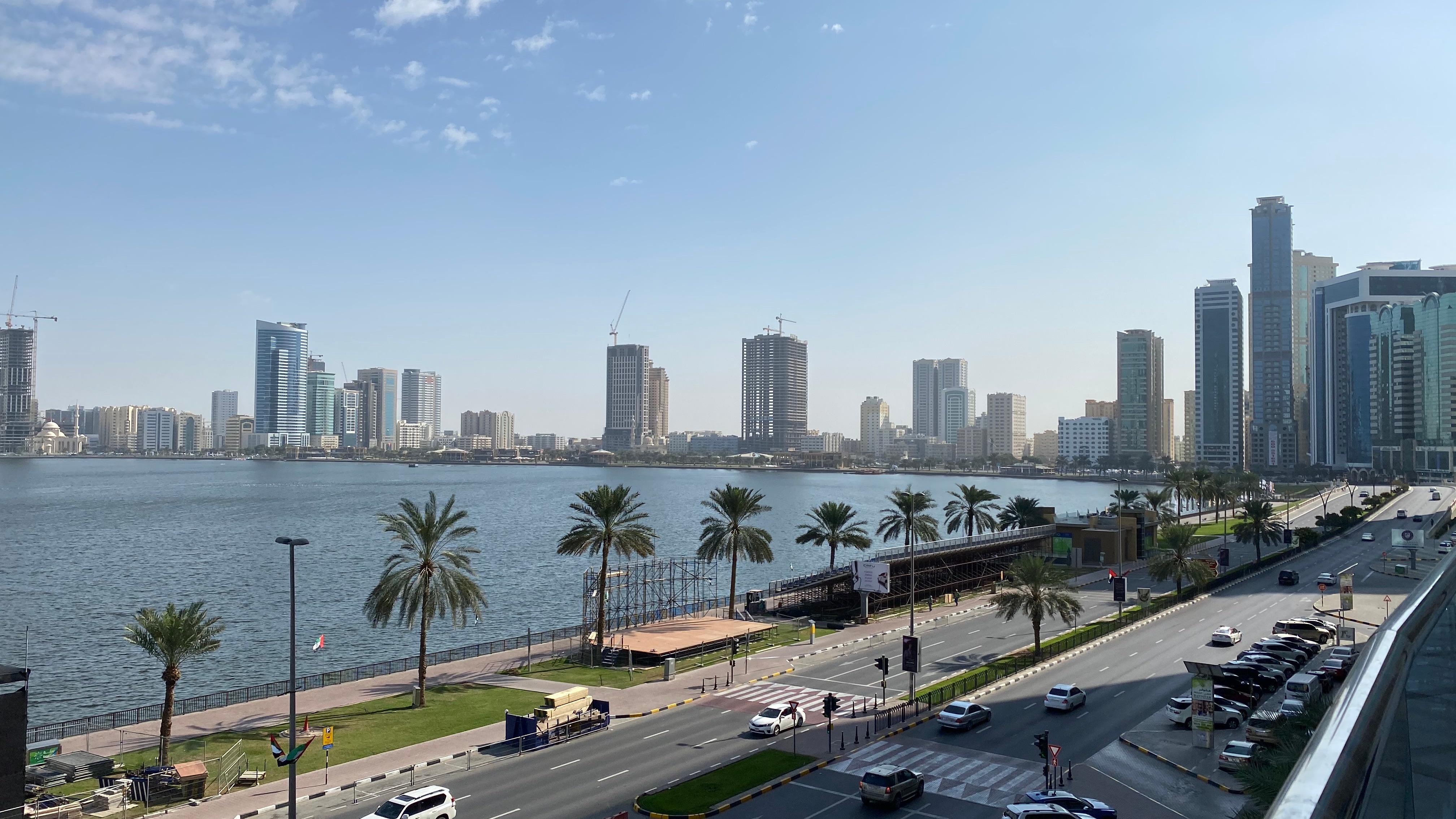 View of lagoon and corniche