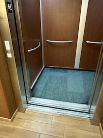 Elevator carpet hasn’t been cleaned in years.
