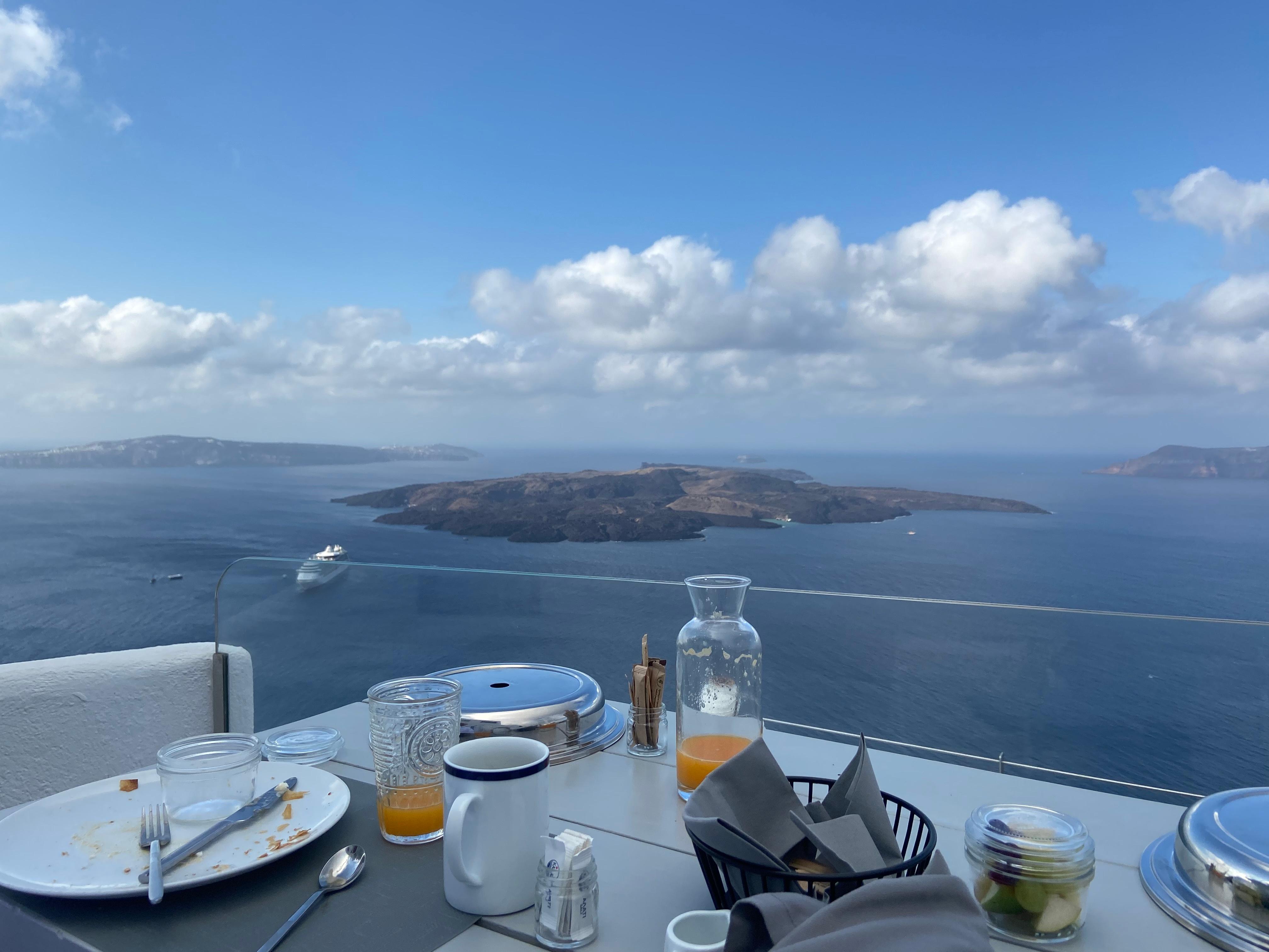 Breakfast on our deck. 