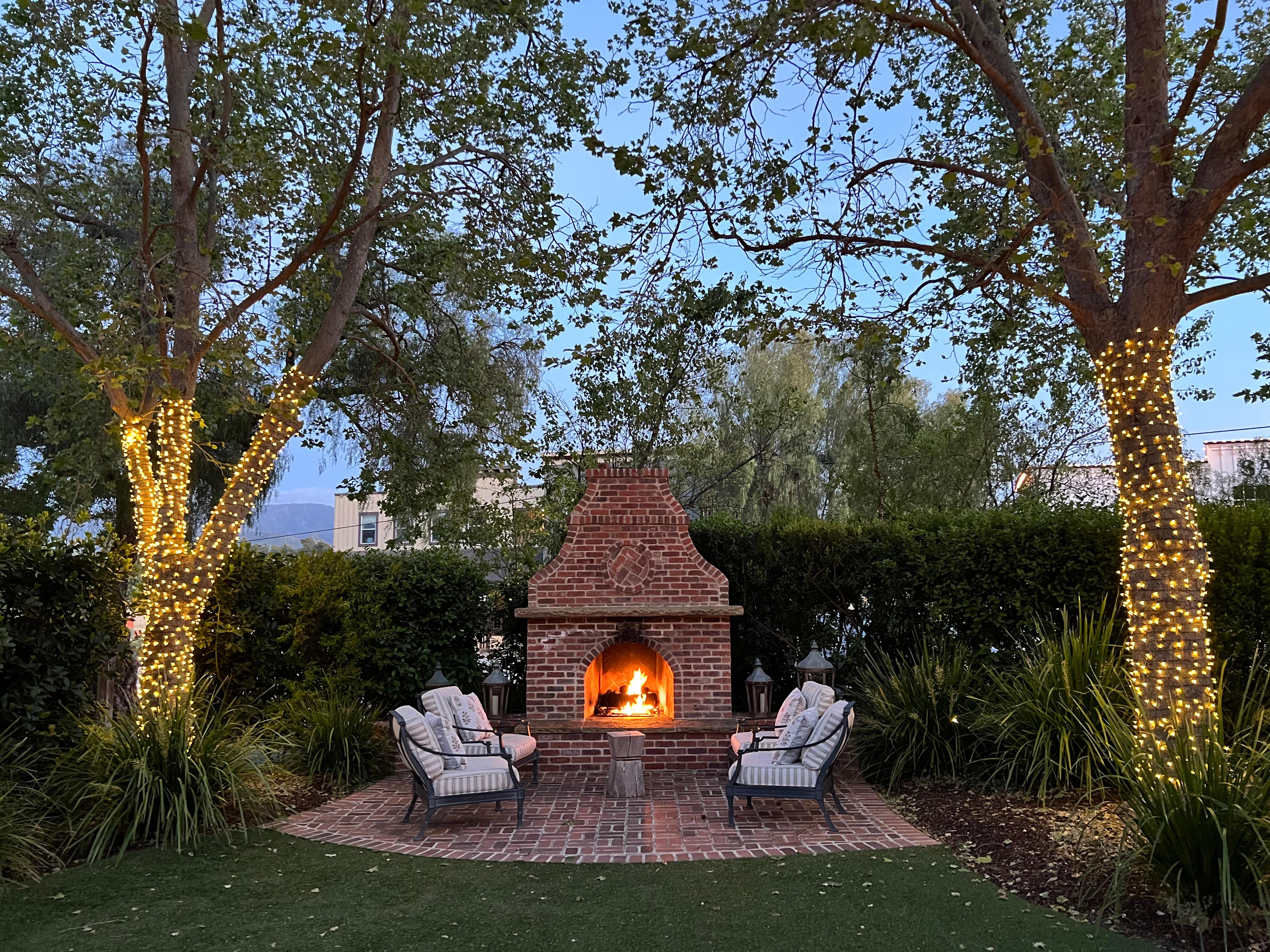 The outdoor fireplace