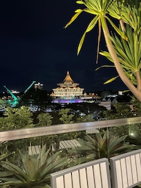 View from pool bar at night